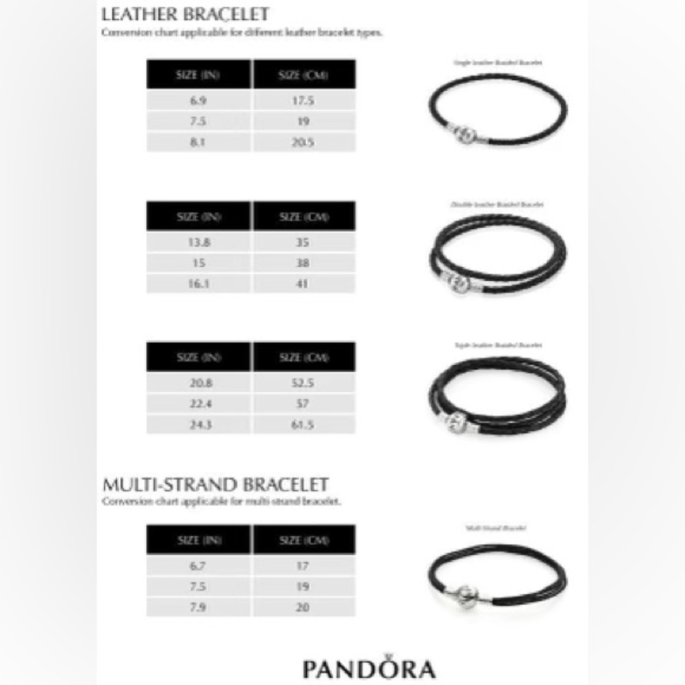 PANDORA LEATHER DOUBLE CHARM BRACELET